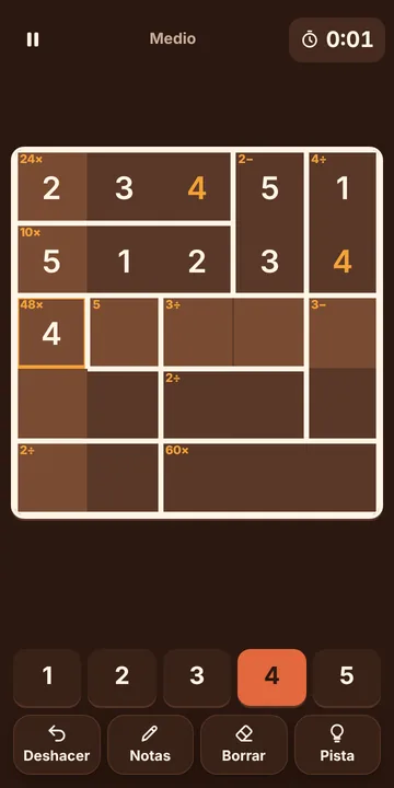 Captura del Calcudoku