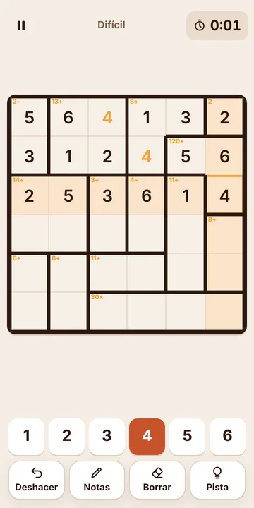 Captura del Calcudoku