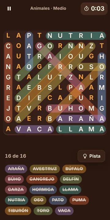 Captura de la Sopa de letras