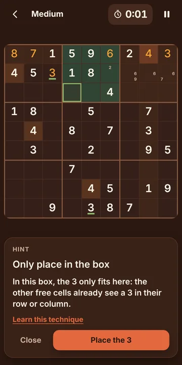 Sudoku screenshot