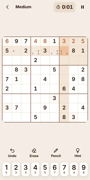 Sudoku screenshot